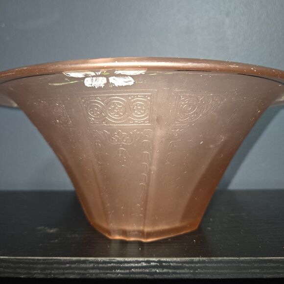 Anchor Hocking Pink Frosted Depression Glass Princess Pattern Bowl Etched - Picture 1 of 9